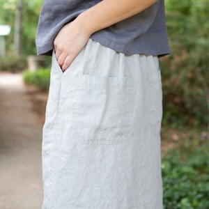 Linen skirt, Maxi linen skirt with slits and pockets, Side split linen skirt, Side slit maxi linen skirt image 6