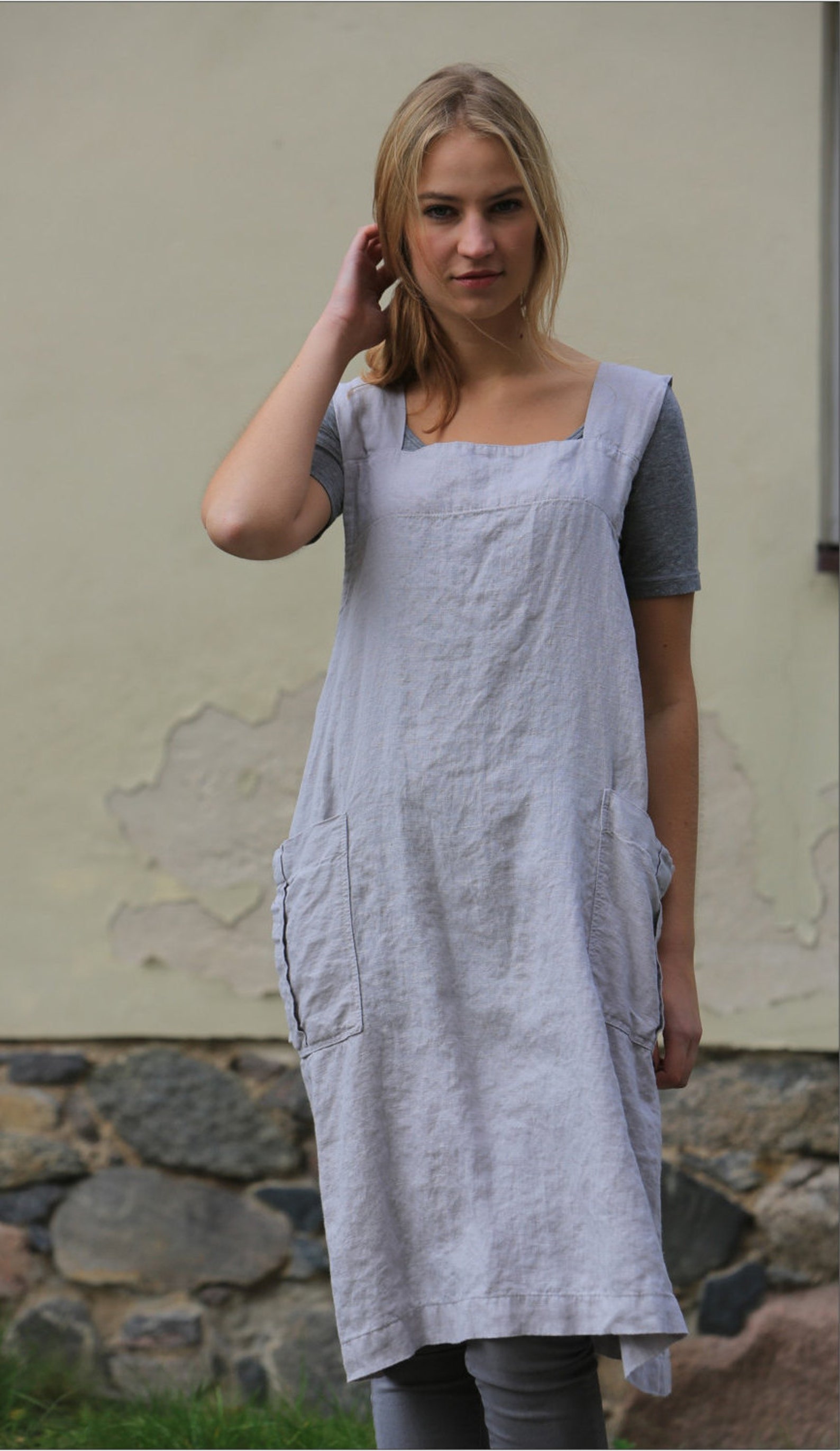Linen pinafore dress / Original pinafore apron / Linen | Etsy