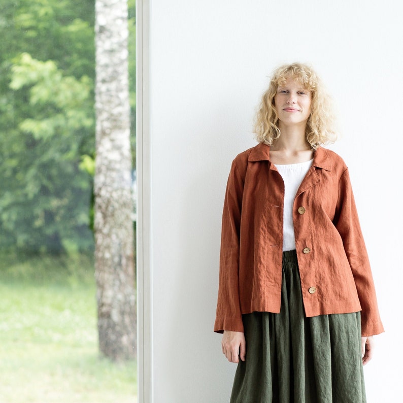 Linen cardigan jacket / Washed oversized Linen cardigan / Linen jacket / Linen blazer image 6