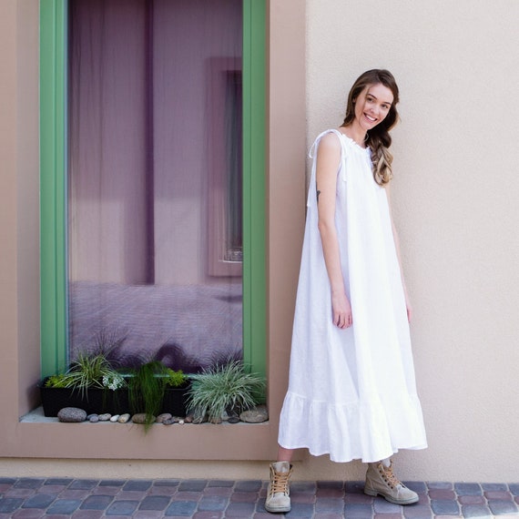Linen Dress, Linen Spaghetti Strap Dress, Maxi Linen Dress