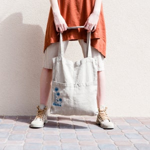 Linen tote bag / Linen bag / Beach linen bag / Linen shopping bag