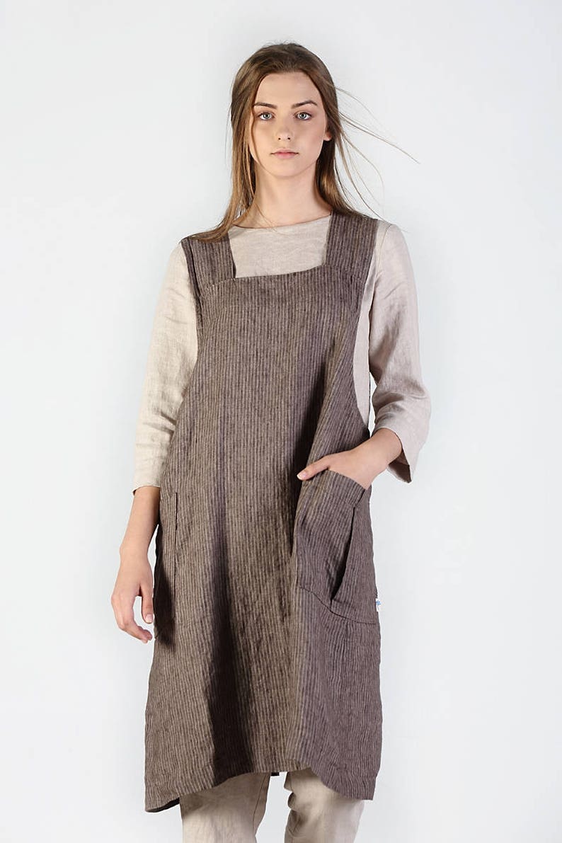 Linen Apron / Linen Pinafore / Japanese Style Apron / Washed Etsy