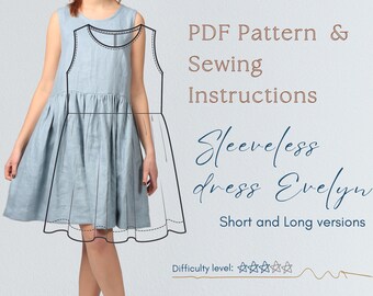 Short Dress Evelyn Pattern / PDF sewing pattern / DIY Dress / Printable sewing pattern / Do It Yourself sewing pattern / Instant download