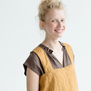 Linen pinafore / Linen pinafore dress / Linen apron / Square Cross Linen Apron