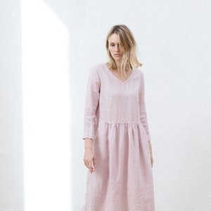 Linen dress / Loose linen dress / Summer linen dress / Linen dress with sleeves image 2