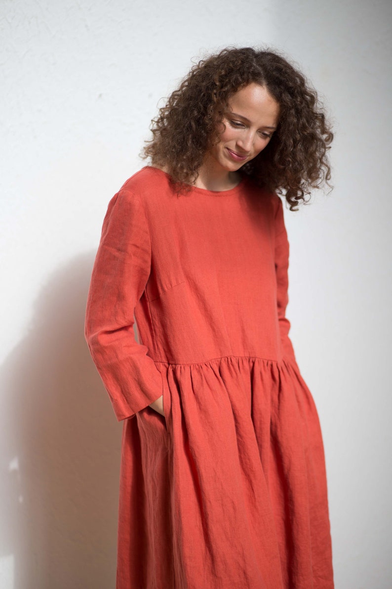 Linen dress / Long Linen Dress / Maxi linen dress with pockets | Etsy