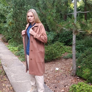 Linen coat in heavy linen fabric, Linen coat with deep pockets, Linen jacket image 4