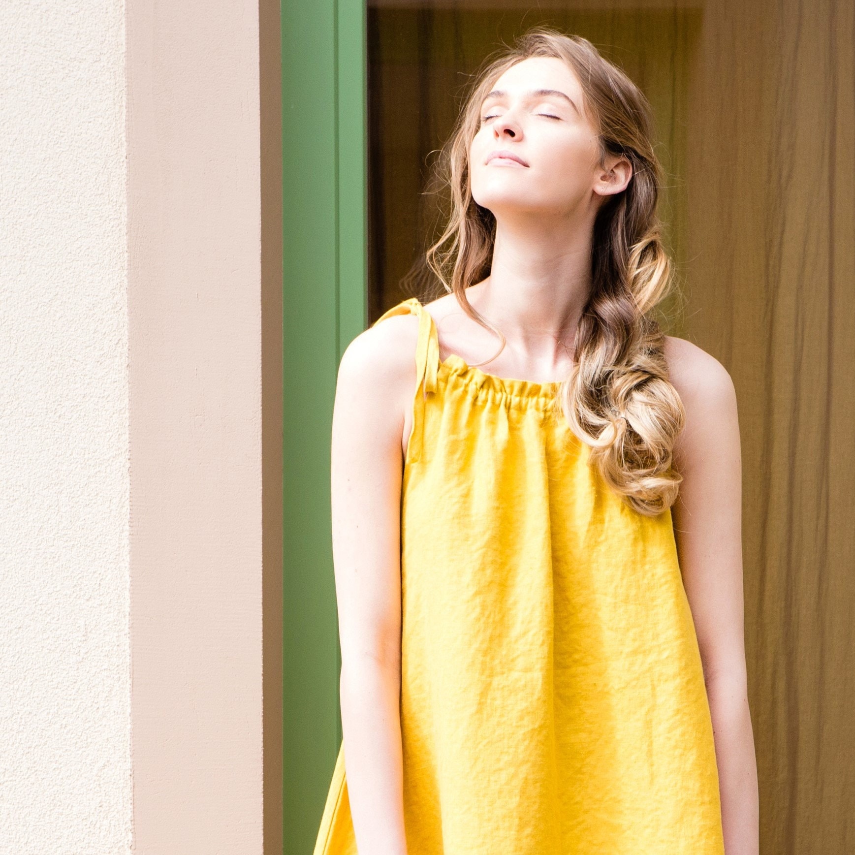 Ruffle linen dress in Maxi lenght / Relaxed fit linen dress with spaghetti strap / Maxi linen dress Ruffle linen dress in Maxi lenght / Relaxed fit linen dress with spaghetti strap / Maxi linen dress