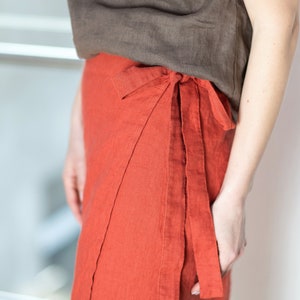 Linen wrap skirt, Full length linen skirt, A line wrap skirt, Long linen skirt zdjęcie 6