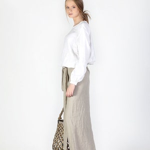 Long linen wrap skirt / Wrap skirt / Long linen skirt / Wrap linen skirt / Linen maxi skirt zdjęcie 5