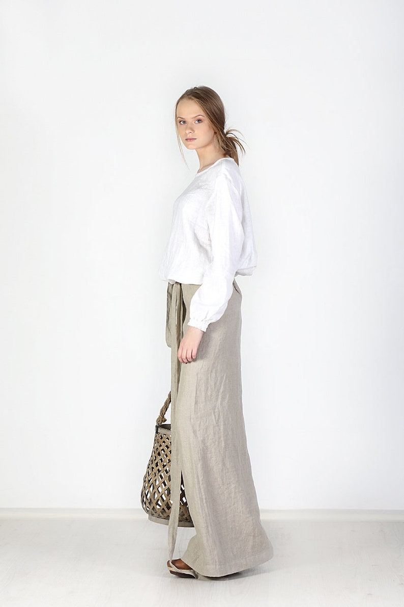 Long linen wrap skirt / Wrap skirt / Long linen skirt / Wrap linen skirt / Linen maxi skirt zdjęcie 5
