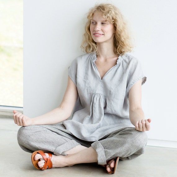 Bria A-line Linen Shirt in Iris