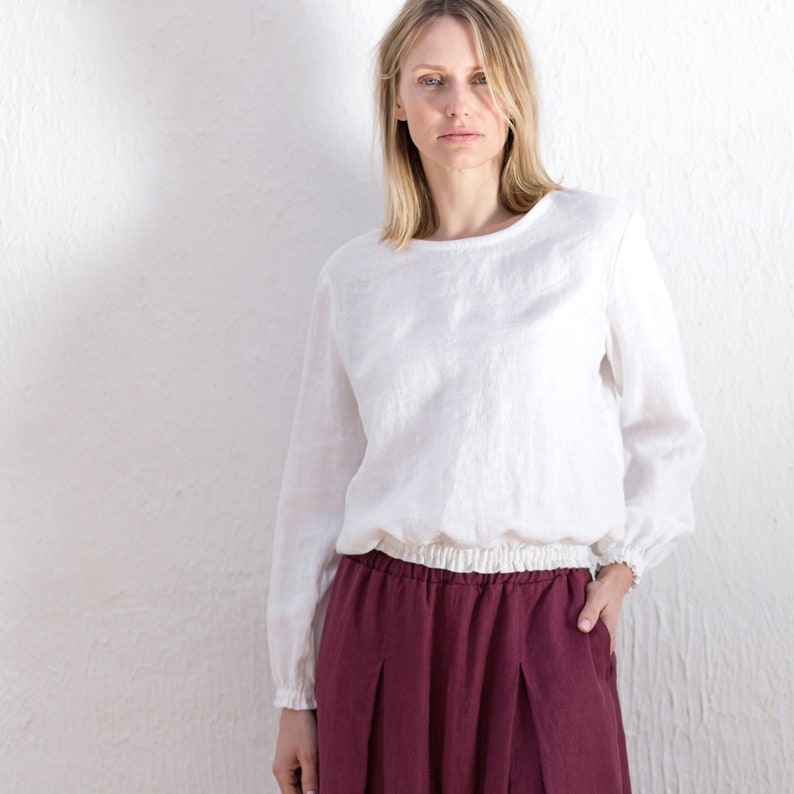 Linen blouse / Linen top / Loose linen blouse / Linen shirt / Natural linen top image 2