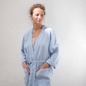 Linen robe / Linen bath robe / Unisex linen robe / Linen loungewear image 3