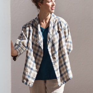 Linen jacket / Washed oversized linen top / Linen cardigan / Soft linen jacket image 4