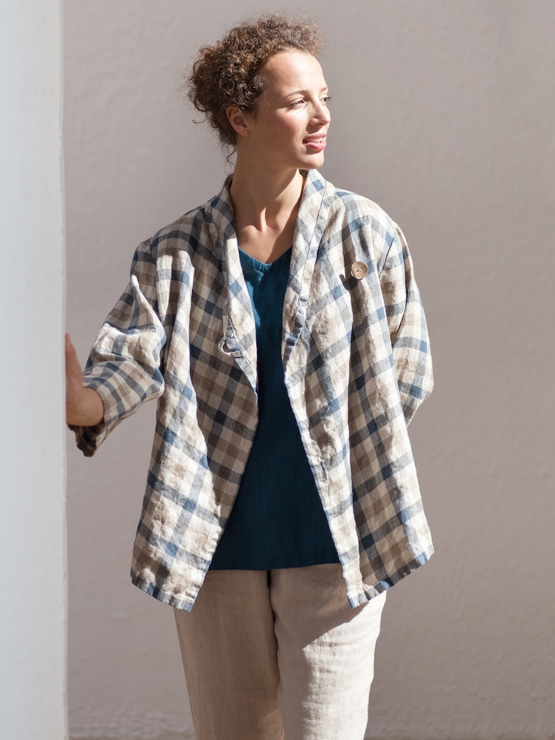 Linen jacket / Washed oversized linen top / Linen cardigan / Soft linen jacket image 4