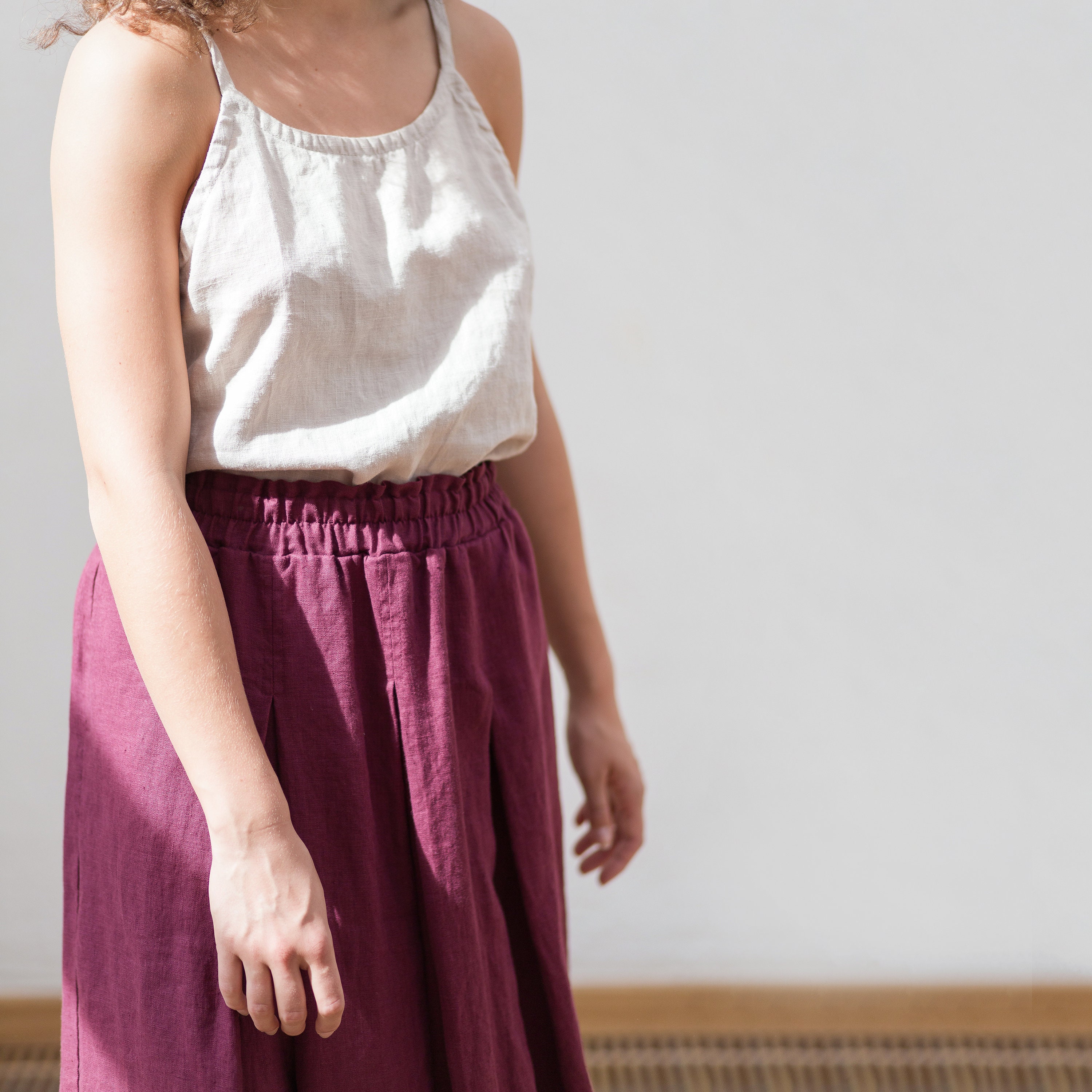 Linen Skirt / Long Loose Linen Skirt / Plated Linen Maxi Skirt Etsy