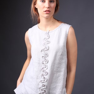 Linen blouse / Womens blouse / Natural linen sleeveless blouse / Linen shirt / Linen top / plus size blouse image 3