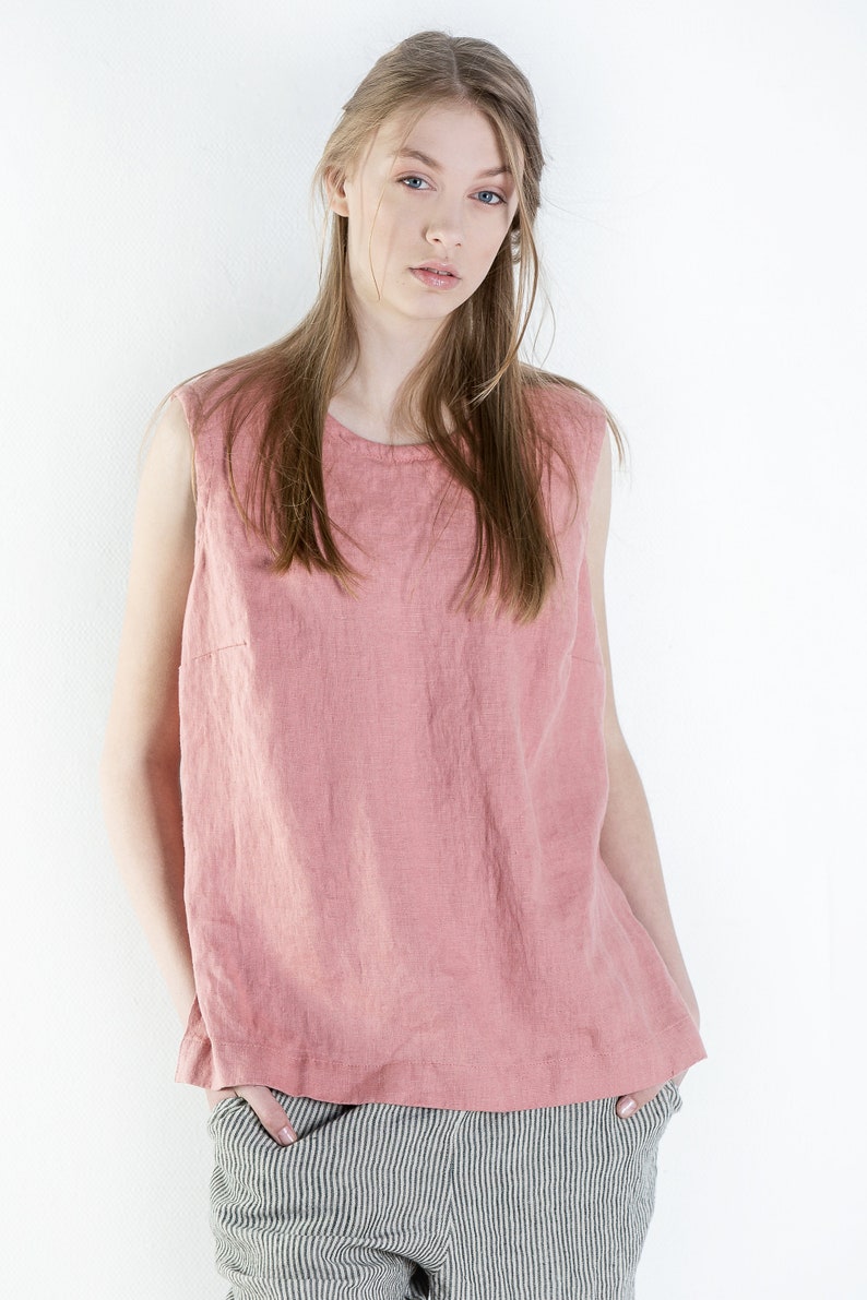 Linen blouse JONNA, 100% washed linen top, linen summer shirt, linen summer tunic, linen shirt, linen top zdjęcie 4