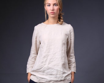 Linen shirt / Linen blouse / Linen blouse with sleeves / Linen top / Linen shirt