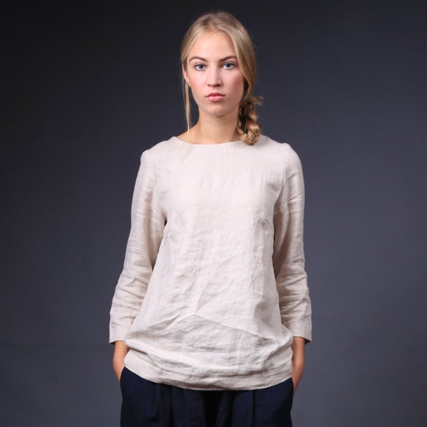 Linen shirt / Linen blouse / Linen blouse with sleeves / Linen top / Linen shirt