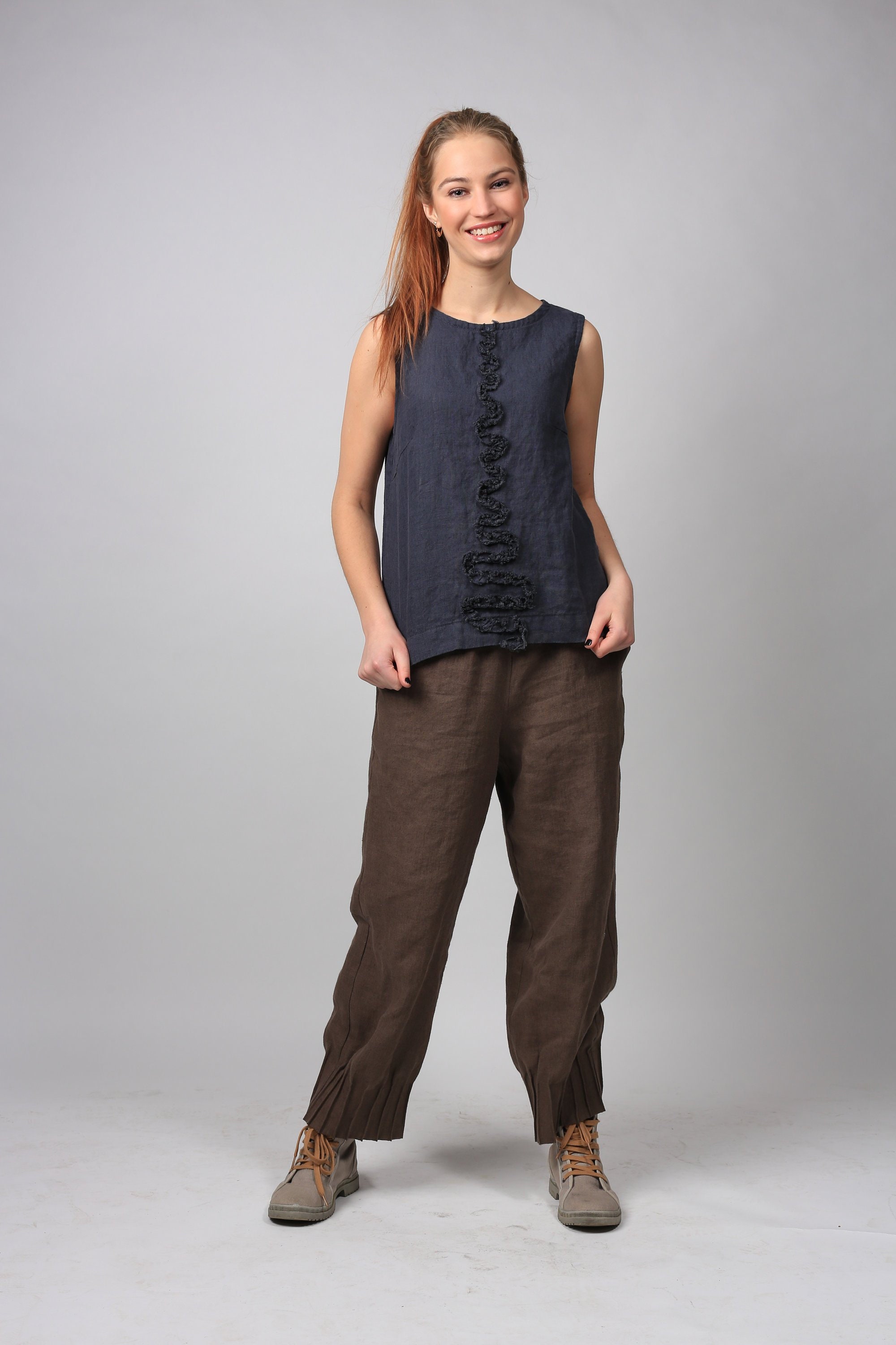 tapered linen trousers