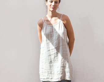 Linen Tunic Luna / Summer linen dress / Beach linen dress / Spaghetti straps linen dress