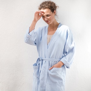 Linen robe / Linen bath robe / Unisex linen robe / Linen loungewear