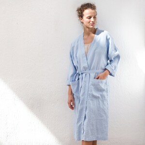 Linen robe / Linen bath robe / Unisex linen robe / Linen loungewear image 4