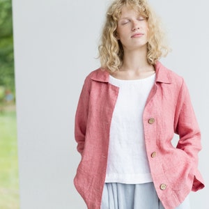 Linen cardigan jacket / Washed oversized Linen cardigan / Linen jacket / Linen blazer image 3