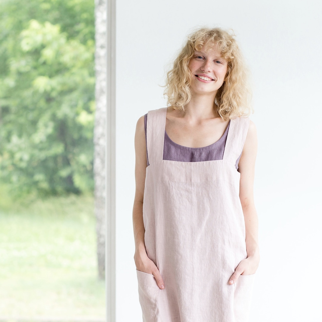 Linen Pinafore / Pinafore Apron / Long Linen Apron / Square - Etsy