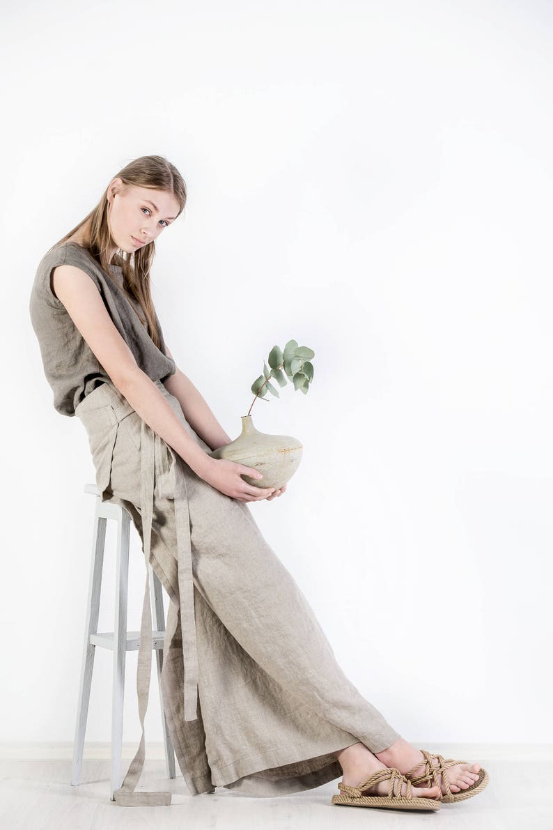 Long linen wrap skirt / Wrap skirt / Long linen skirt / Wrap linen skirt / Linen maxi skirt zdjęcie 2