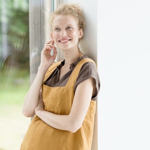Linen Apron Sophia,  Linen pinafore apron, Linen apron dress