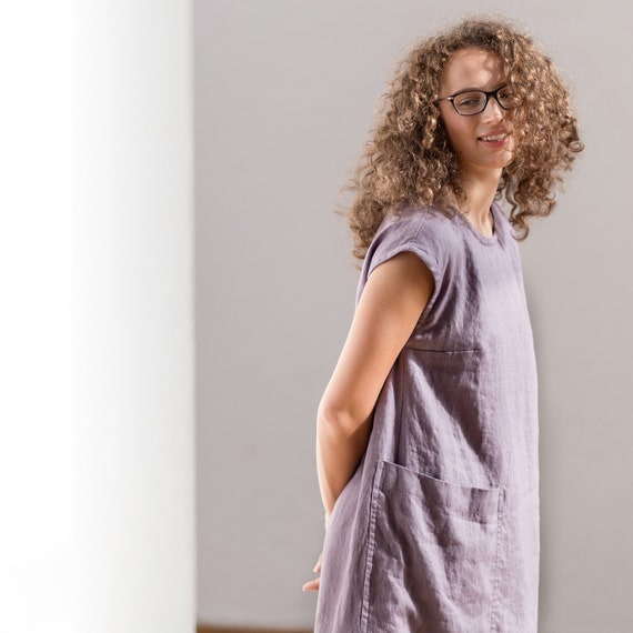 Loose Fitted Linen Dress, Washed Linen Dress for Women, Linen Dress, Custom Made Linen Dress