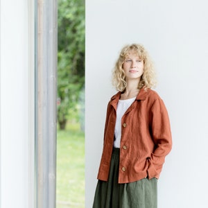 Leinen-Cardigan-Jacke / Gewaschener übergroßer Leinen-Cardigan / Leinenjacke / Leinen-Blazer Bild 7