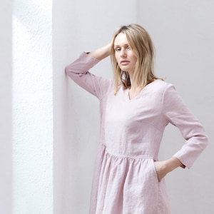 Linen dress / Loose linen dress / Summer linen dress / Linen dress with sleeves