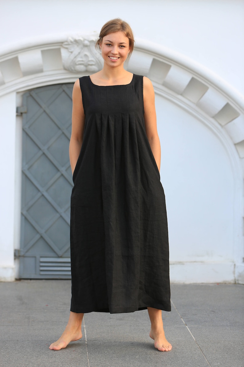 Maxi linen dress, Long White linen dress, Washed black linen dress, Linen Sundress, Sleeveless Dress, Summer Dress, Long Linen Dress 