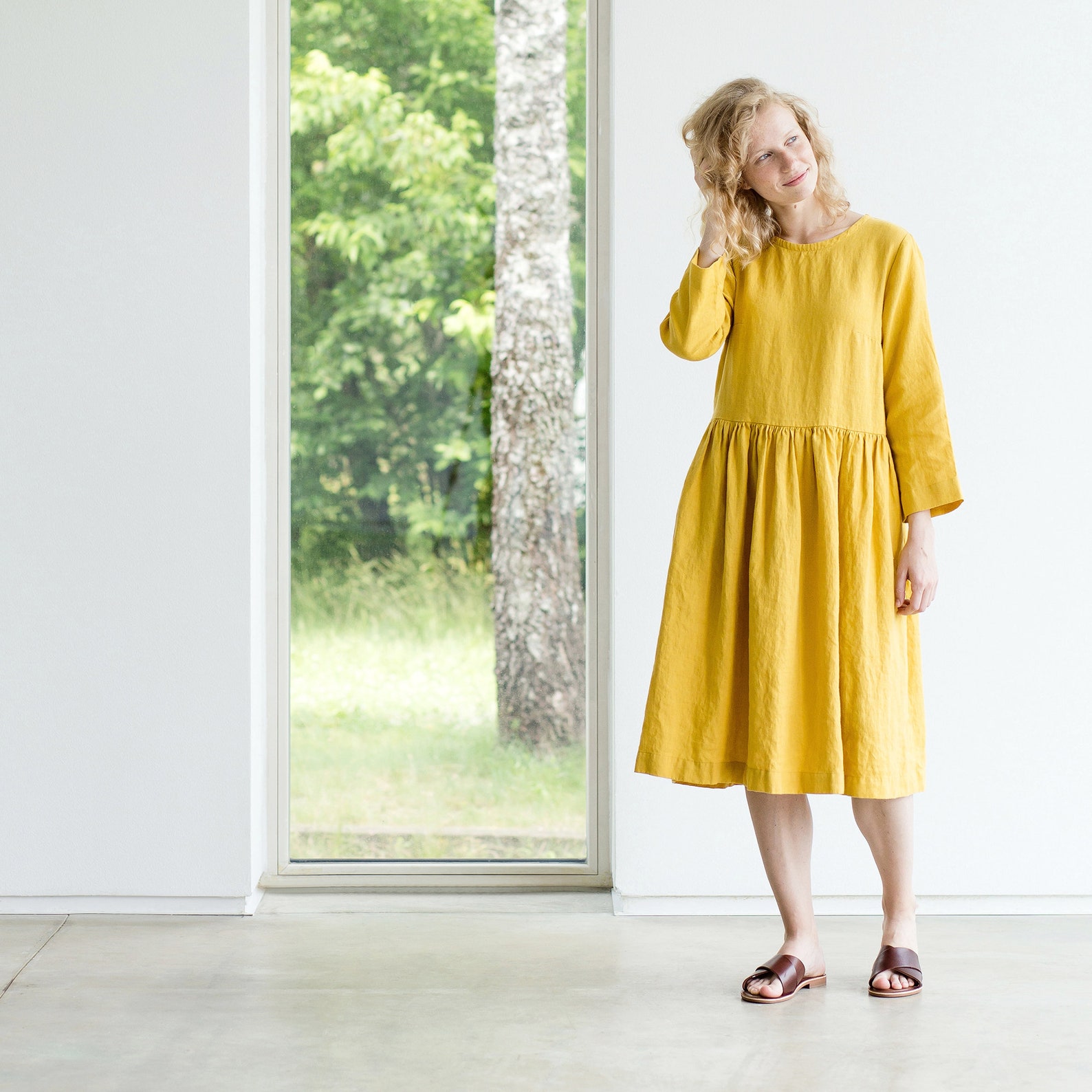 Linen Dress / Linen Dress With Pockets / Casual Linen Dress / | Etsy