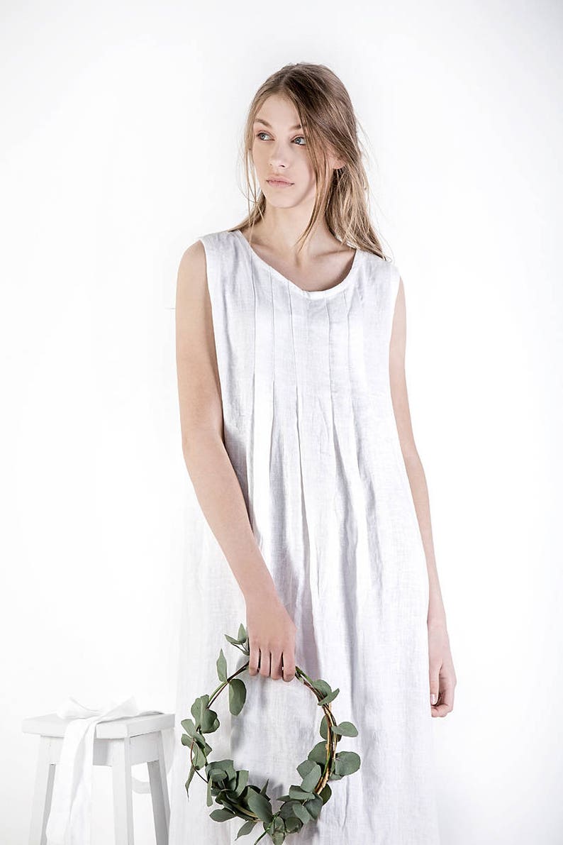 Long linen dress / Maxi white linen dress / Linen dress / Loose summer dress / Linen clothing image 2