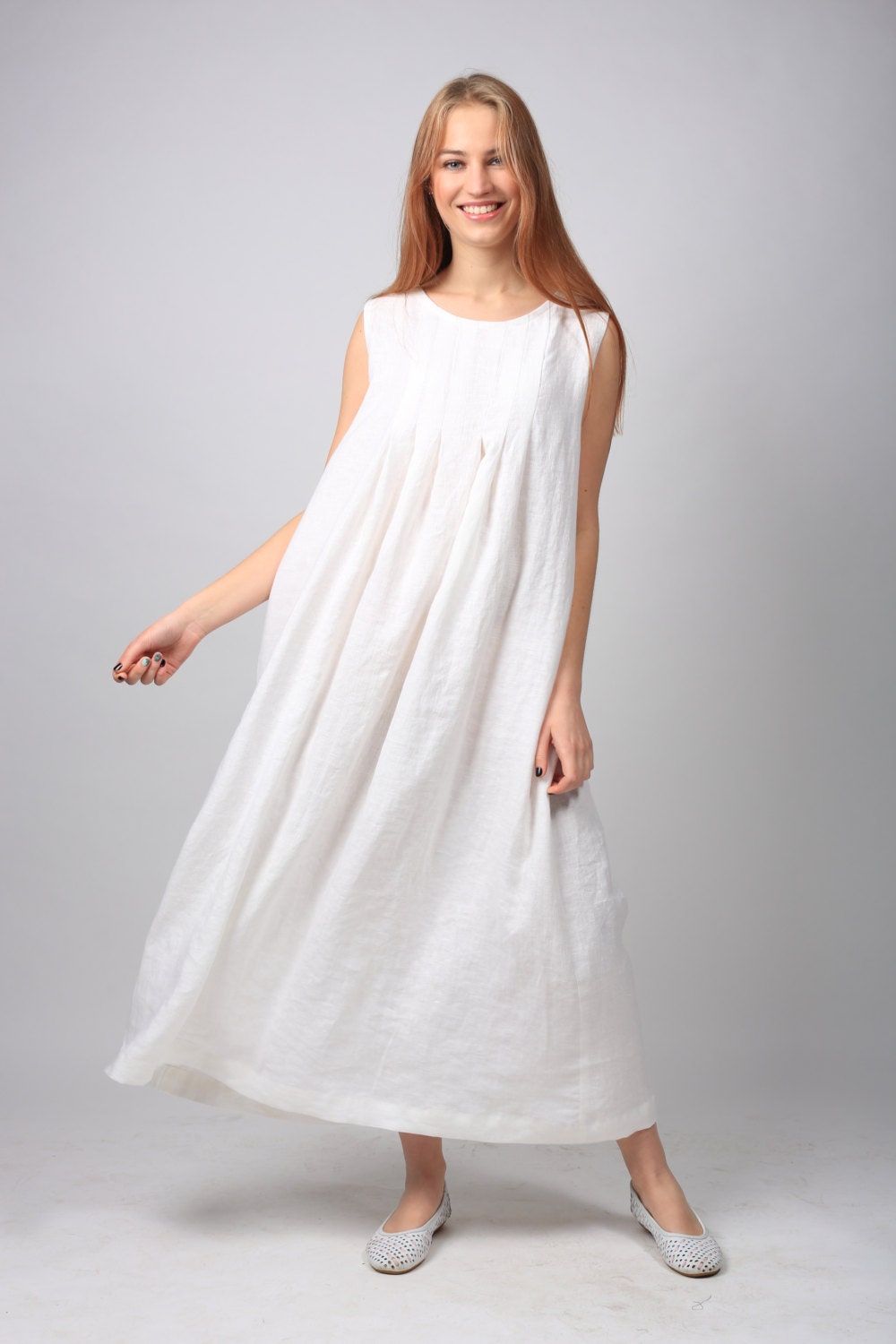 Maxi Linen Dress / Linen Dress / Long Linen Summer Dress / Etsy