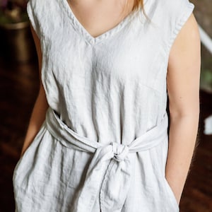 Long linen dress / Linen dress / Washed linen dress / Summer linen dress / Linen dress with belt