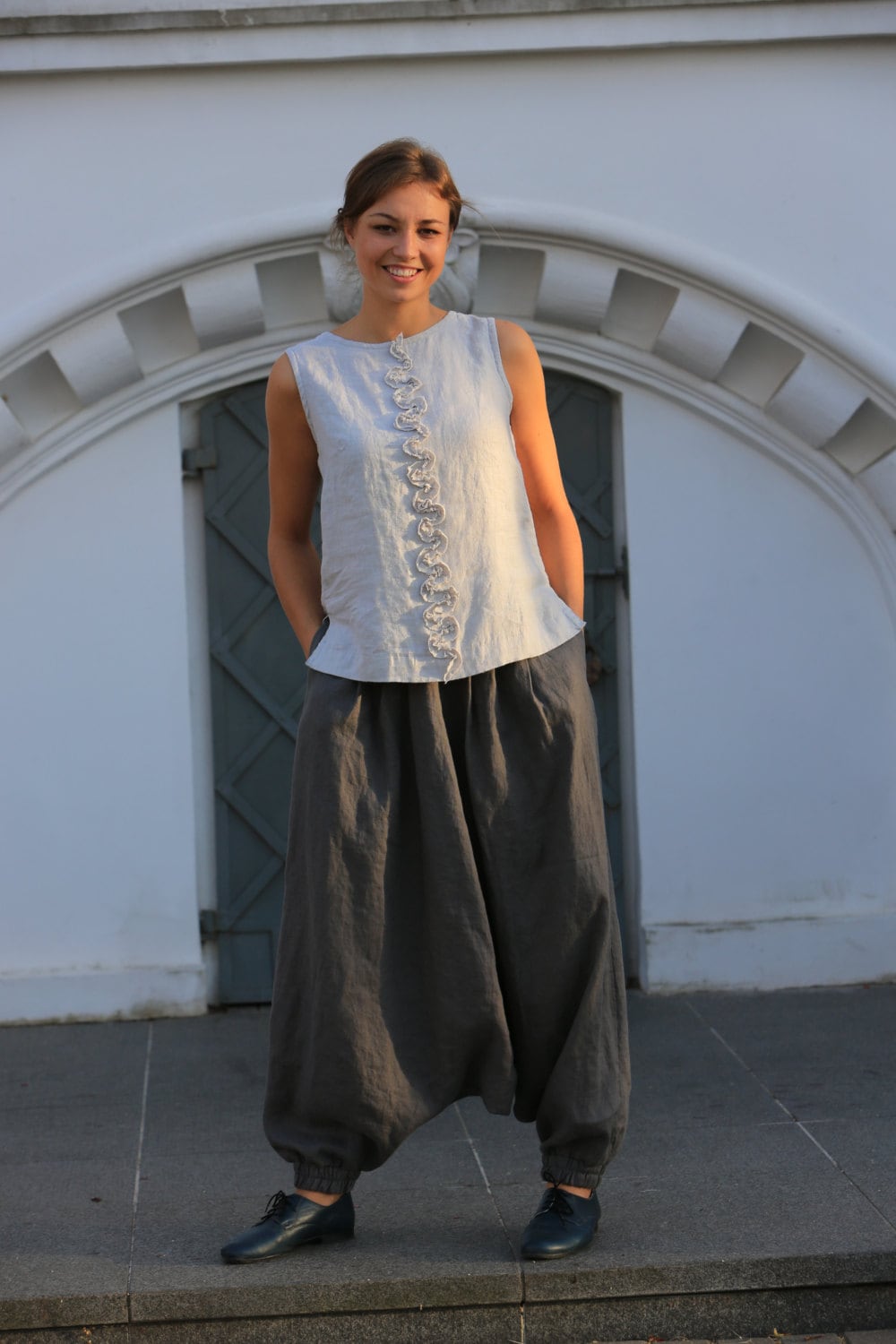 Harem linen pants / Loose linen pants / Yoga pants / Linen trousers