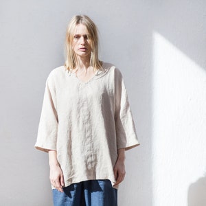 Linen kimono top /  Oversized linen top / Loose linen top