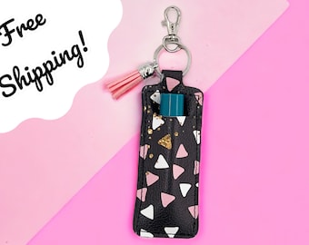 Confetti- Chapstick Holder Keychain | Lip Balm Keyring | Lipstick Holder | Lip Care Accessory