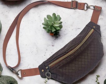 Faux Leather Belt Bag | Waist Pack | Crossbody Purse | Hands-Free Travel Pouch | Brown
