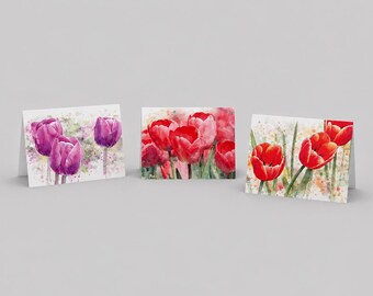 Tulip notecards, Set of 3 A2 notecards, thank you card, tulip gift, tulip lover, tulip cards