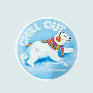 Pegatina de oso polar relajante, pegatina resistente al agua, pegatina para portátil, pegatina troquelada, pegatina de oso polar, regalo de Navidad, pegatina navideña