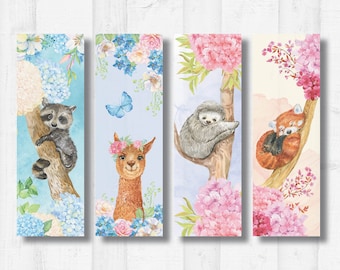 Woodland Animal Reader Bookmarks Digital Printable Bookmarks | Digital Bookmark | Instant Download | Animal Lover | Giraffe | Sloth Bookmark