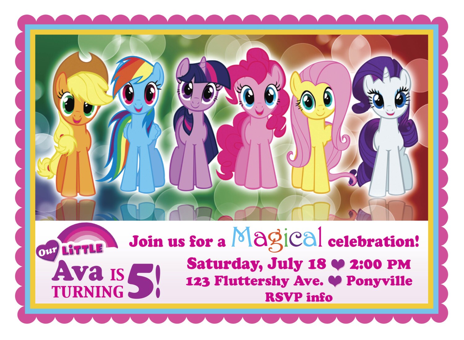 my little pony birthday invitation my little pony birthday etsy my little pony birthday