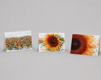 Sunflower notecards, Set of 3 A2 notecards, thank you card, sunflower gift, sunflower lover, sunflower cards